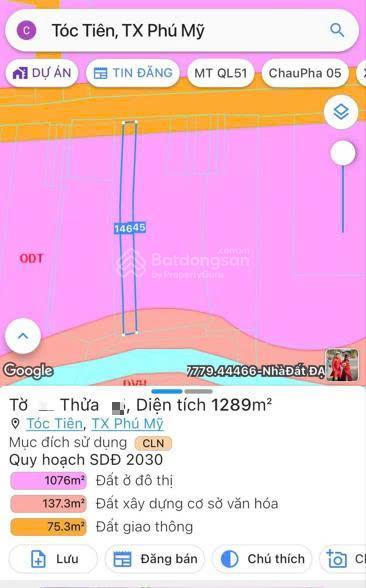 Đất nền bán gấp tại phú mỹ  tóc tiên, 15,6 tỷ, 1298 m2, giá tốt