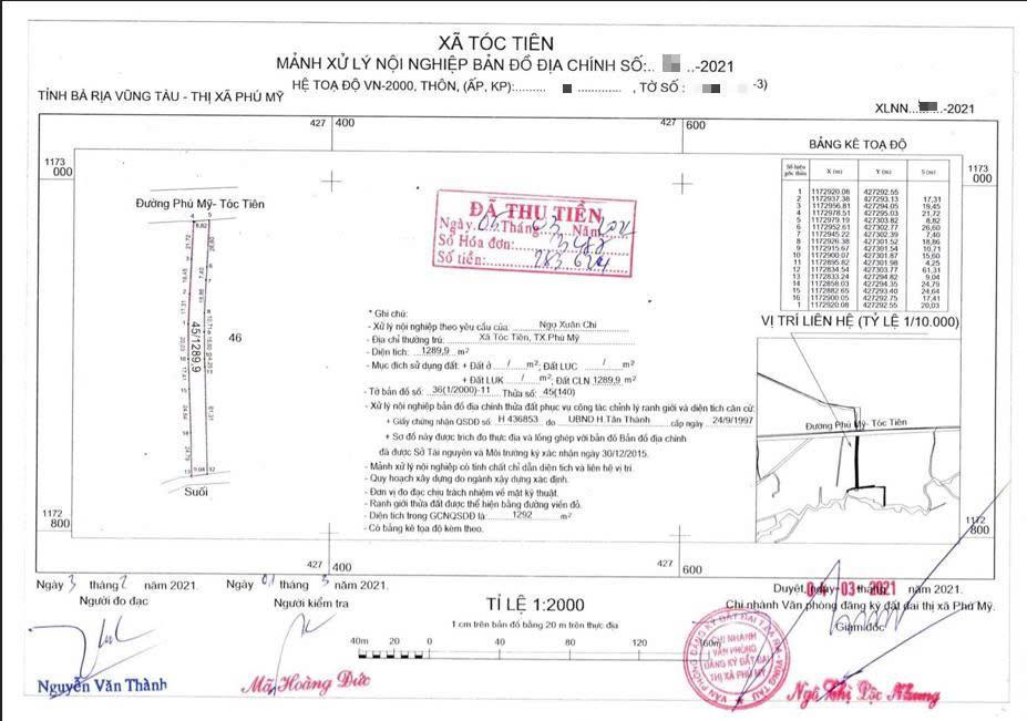 Đất nền bán gấp tại phú mỹ  tóc tiên, 15,6 tỷ, 1298 m2, giá tốt