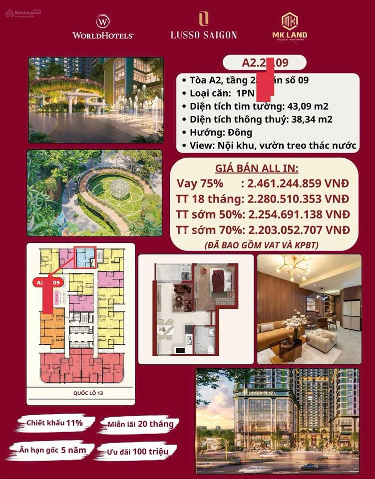 Duy nhất còn full csbh từ cđt  chính chủ cần ra căn 1pn | 43m2