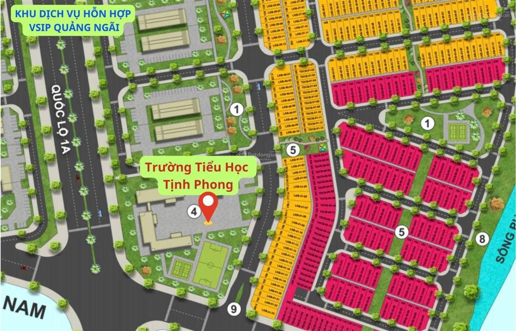 Hàng hiếm lô lớn 156m2, mặt tiền đường rộng 25m tại khu dịch vụ hỗn hợp vsip quảng ngãi