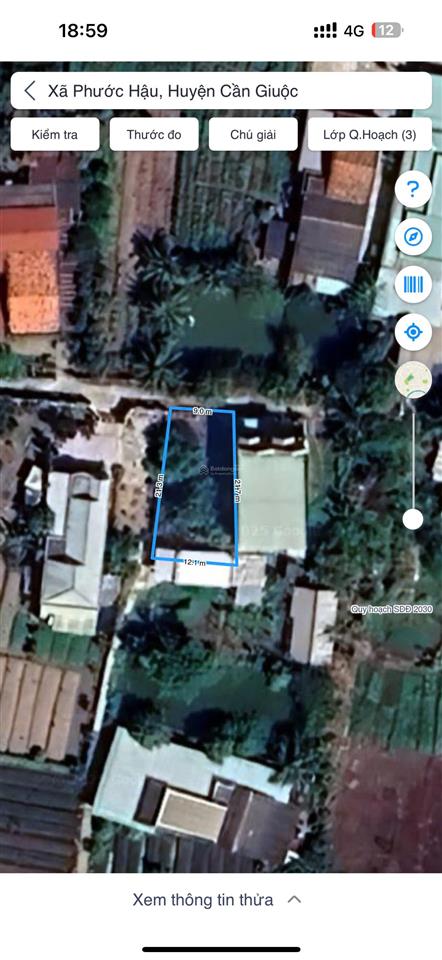Lô đất full thổ cư phước hậu phước lý  207m2 ( 9.7m x 21.5m ) nở hậu 12m  gần cầu tràm  hơn 2 tỷ