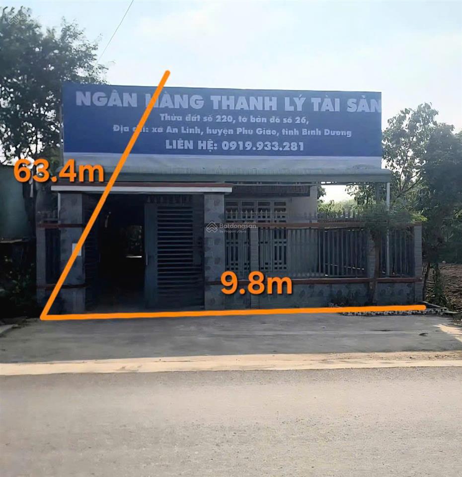 2 tỷ 653 = 595,3m² nhà mặt tiền đh507, an linh, phú giáo, bình dương