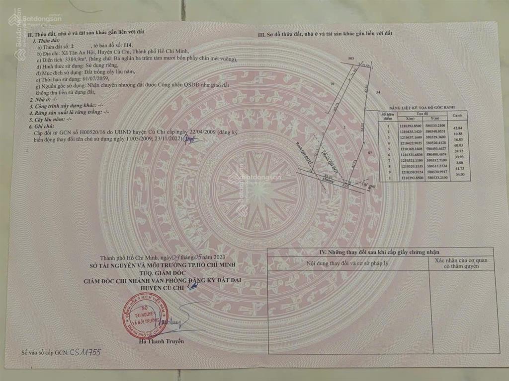 Bán gấp đất tcln 15000m2 tại xã tân thông hội, 1.5 triệu / m2