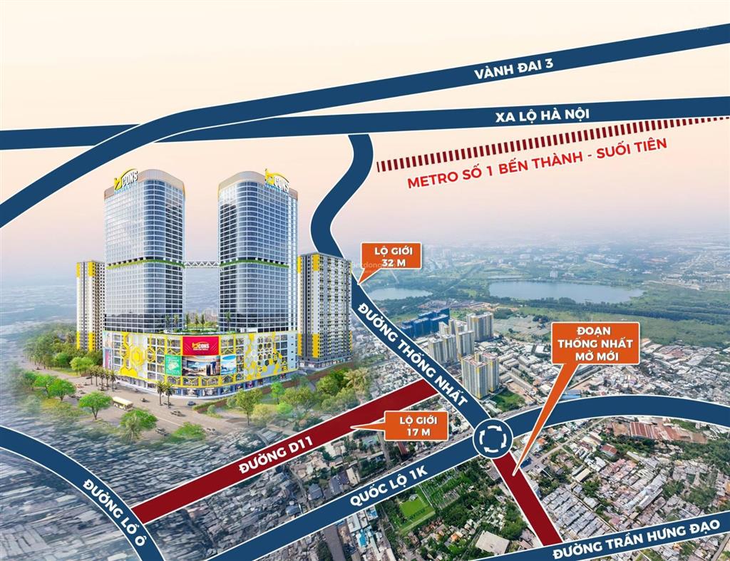 Chỉ cần trả trước 600tr là có thể sở hữu căn hộ 2 phòng ngủ, 2 nhà wc tại bcons center city