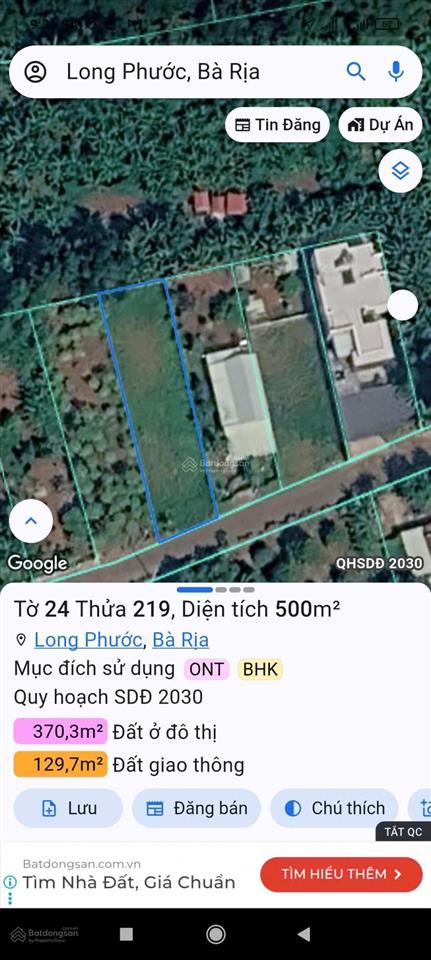 Bán đất giá siêu hời tại xã long phước, 2,95 tỷ, 500 m2, bà rịa vũng tàu