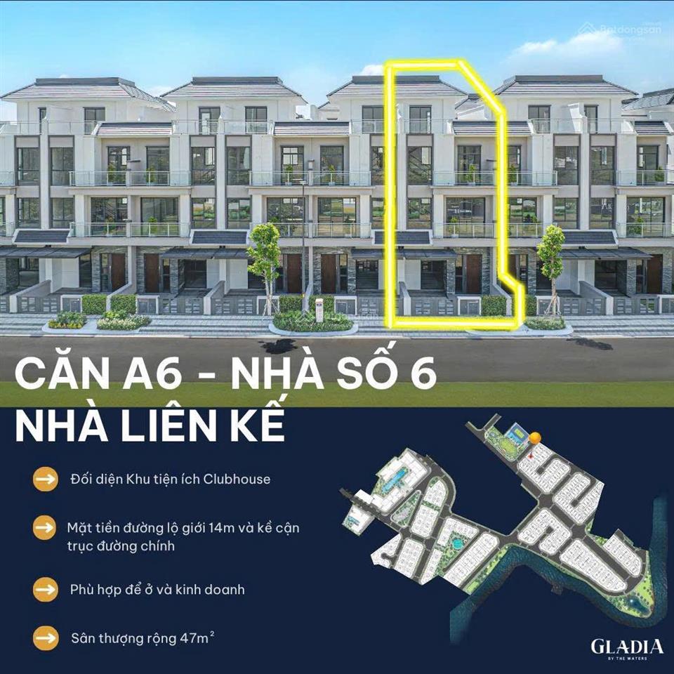 Hot  bán nhà phố liền kề ngang 6m dài 19 gladia by the waters giá 29,5 tỷ , pháp lý hoàn thiện