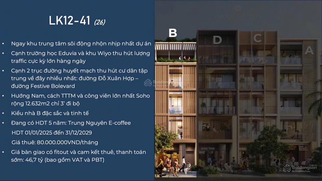 Hotcắt lỗ bán căn nhà phố soho giá 31 tỷ tốt nhất thị trường global city , cam kết ko ai rẻ bằng