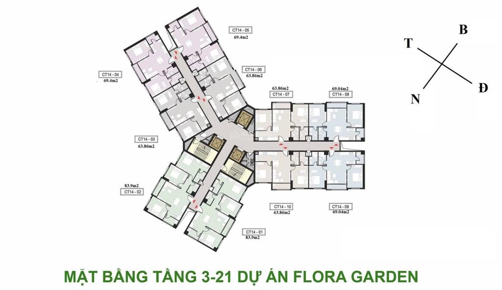 Bán gấp căn hộ viha flora, 85 triệu vnd, 68m2, 2pn, 2wc, view đẹp