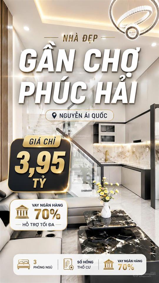 Bán nhà 1 trệt 1 lầu 3pn gần chợ tân phong giá 3,95 tỷ