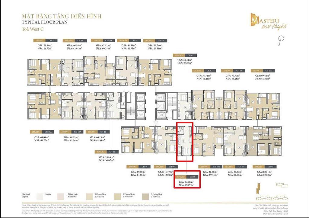 Bán căn studio 30m² toà c masteri vinhomes smart city, đã có sổ đang cho thuê