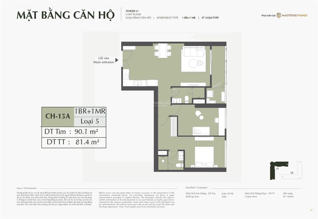 Tặng 6 chỉ vàng cho căn 2pn 2vs 81m2 thông thủy, tầng 20 cao xà lá, ký mới cđt 12 tỷ