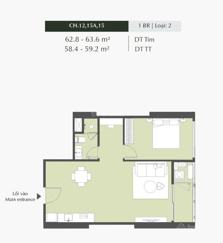 Tặng 6 chỉ vàng cho căn 1pn 1vs 59m2 thông thủy, tầng 18 cao xà lá, ký mới cđt 8,8 tỷ