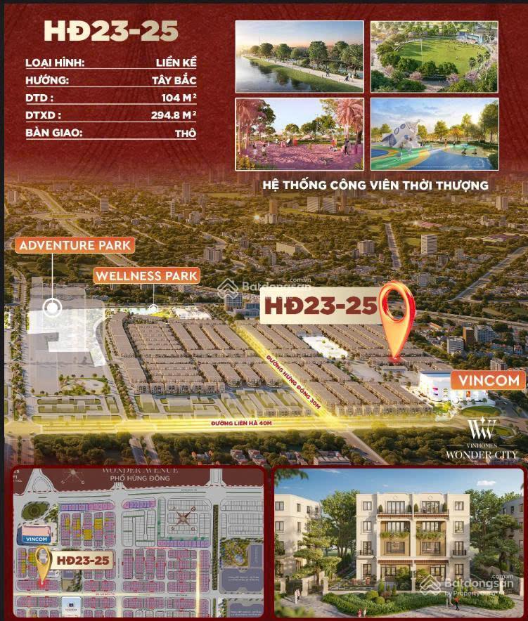 Vin đan phượng, 20,5 tỷ lk hđ23 cạnh vincom, 104m2 mặt tiền 8m, sân vườn sa