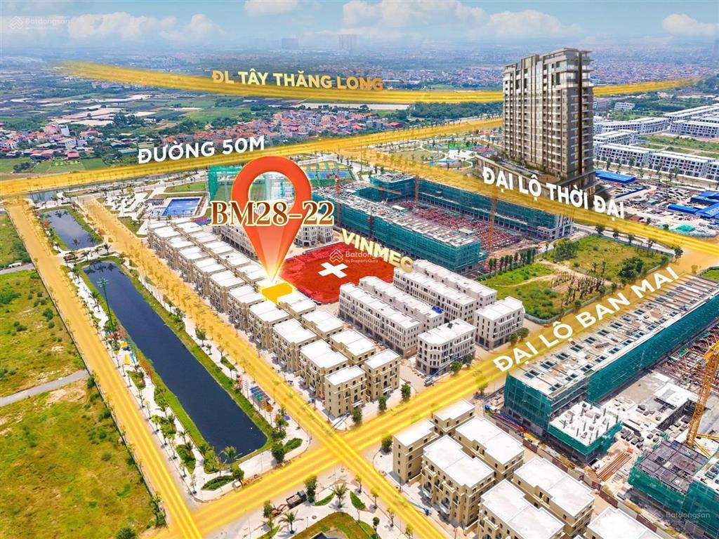 Biệt thự song lập vinhomes đan phượng wonder city, dt đất 228 m2, xây 4 tầng