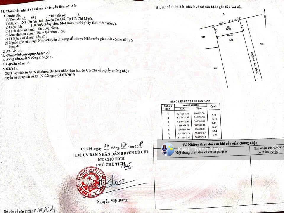 Chủ kẹt tiền cần bán gấp lô đất nguyễn văn khạ  tân an hội  dt 7x16  giá 1 tỷ 250, sổ hồng rieng