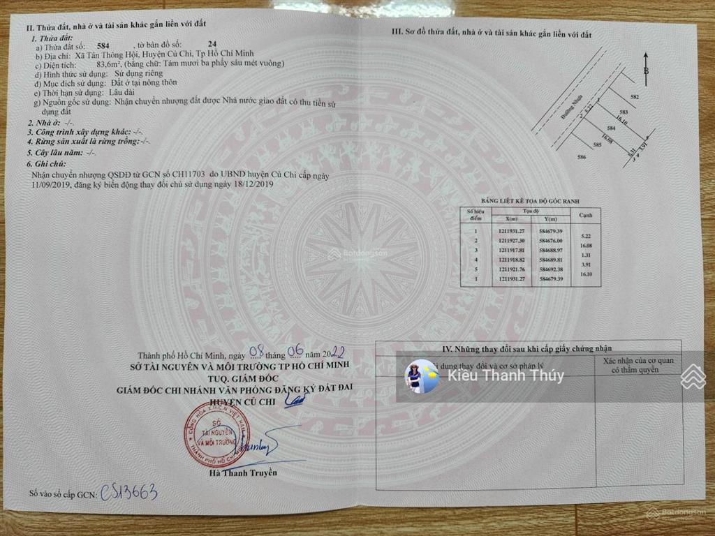Cần bán đất 83m2 thổ cư 100% ngay chợ việt kiều, củ chi. công chứng ngay trong ngày. giá 1 tỷ 200