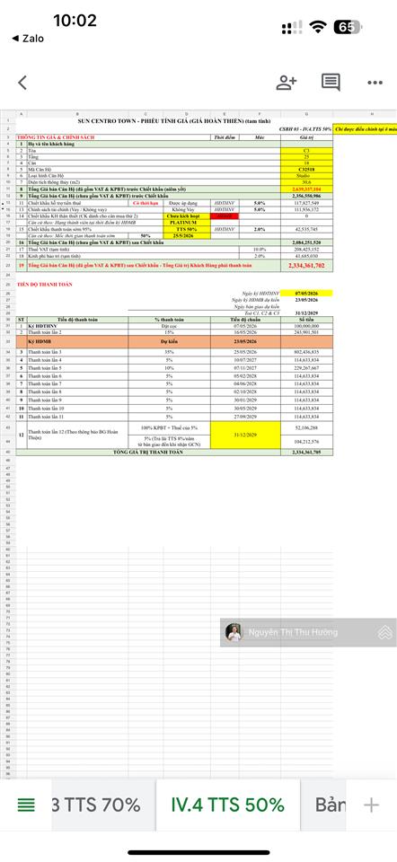 Em có sun centro view biển 2tỷ639 thanh toán sớm 95% còn 2ty066 tầng 20