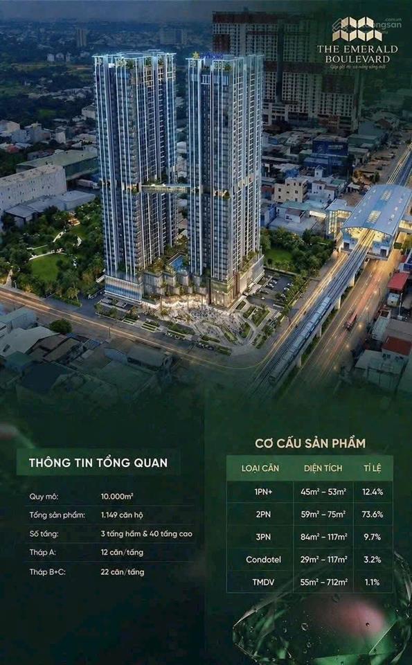 Bán gấp căn hộ the emerald boulevard 62 triệu / m2, 83m2, 3pn, 3wc tại quốc lộ 13, bình dương