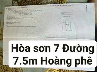 Lô đất đẹp đường 7m5 lề 4m5 hoàng phê , tđc hòa sơn 7, xã hòa sơn, p hòa khánh , đà nẵng