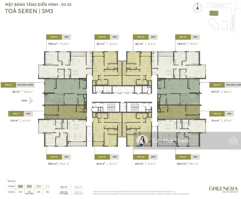 Căn 1pn tầng 18  3,2 tỷ greenera southmark sống chất, đầu tư khác biệt