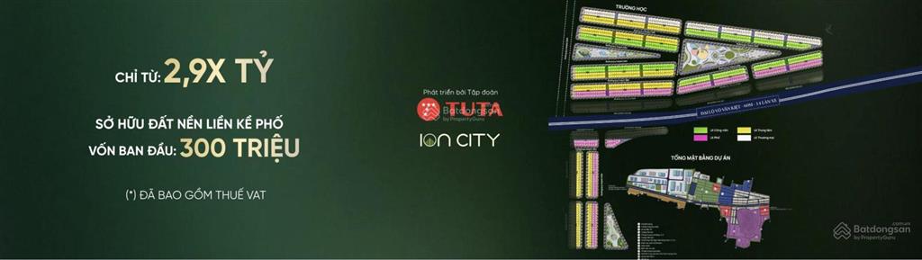 Đất nền liền kề phố chỉ dự kiến 2,9 tỷ tại ion city