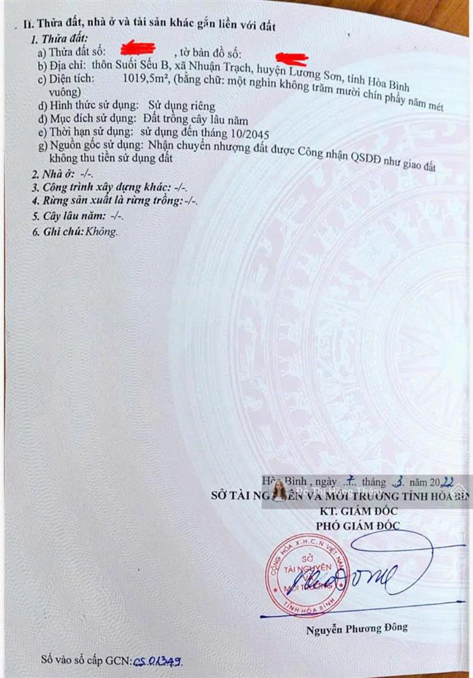 Chính chủ gửi bán lại 4241m2 ngay làn 2 ql21a để làm xưởng tại thôn suối sếu b, cách ql21a chỉ 50m