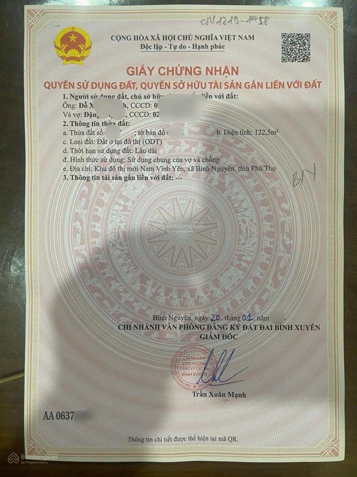 Bán đất nam vĩnh yên lô góc 2 mặt tiền cực hiếm đẹp dt122,5m mt9m sẵn sổ giá 5,880 tỷ gần hồ và go