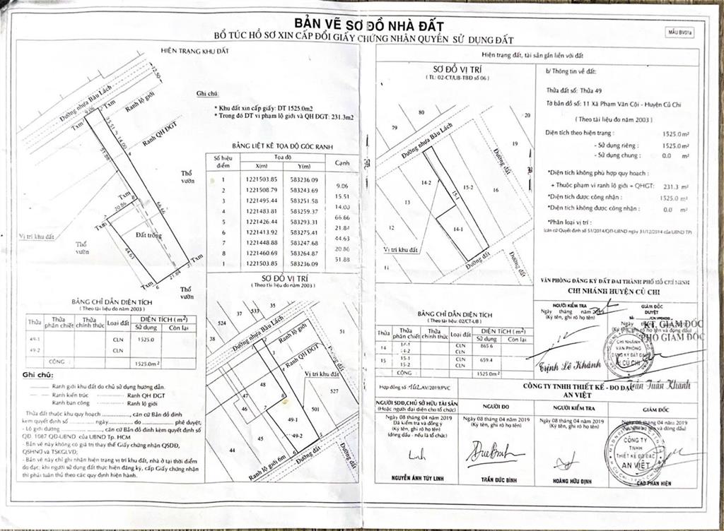 Đất tại bàu lách, xã phạm văn cội, củ chi, hồ chí minh đang được rao bán với diện tích 1867m2