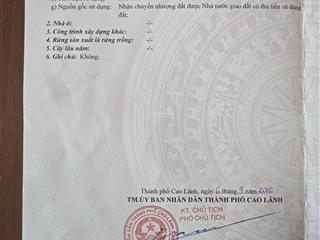 Bán nền chính chủ 95m2 mặt tiền , xéo bệnh viện đa khoa đồng tháp