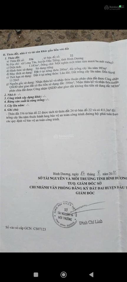 Bán đất ở xã dầu tiếng, 12 tỷ, 1183 m2, mặt tiền 26.6m