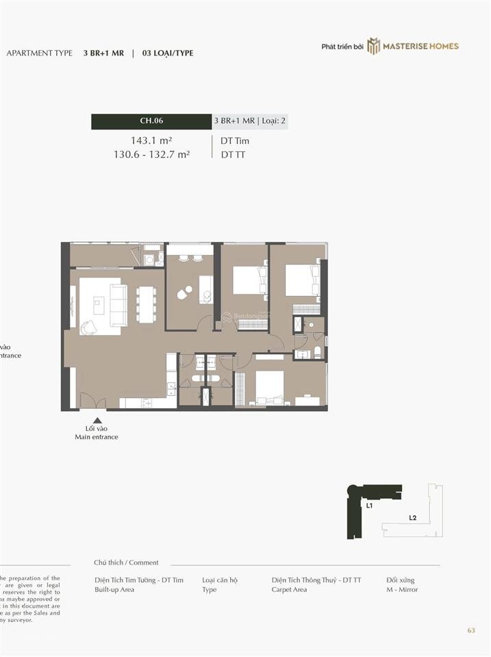 Bán căn hộ cao cấp 3br+1mr tòa l1 tầng cao view đẹp dự án masterise cao xà lá nguyễn trãi a