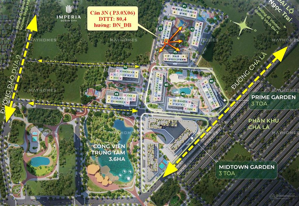 Căn 3pn đông nam, giá hời. 4.3tỷ/80.38m2, free dv 2 năm, the parkland  0344 131 ***