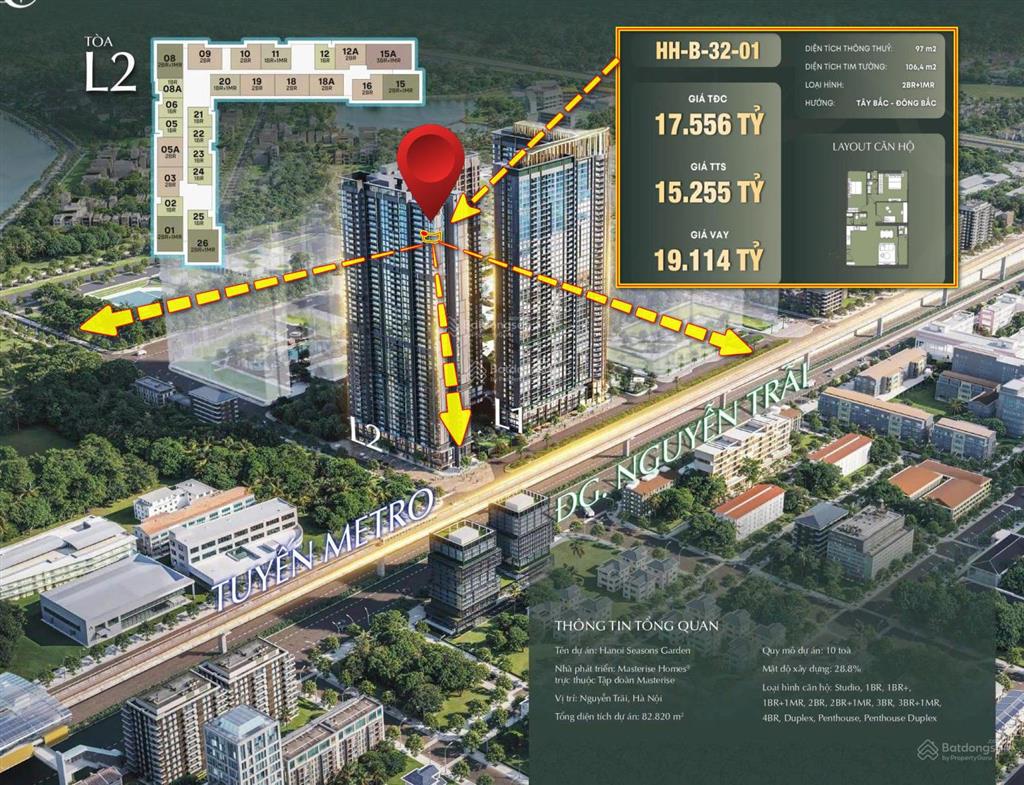 Bán căn 3pn 14,8tỷ, 100m2. hỗ trợ lãi suất 5 năm, 30% ký hđmb tại masteri nguyễn trãi, 0344 131 ***