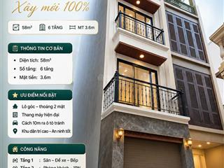 Cần bán nhà phố lạc long quân, dt 60m2 * 6 tầng , mt 3,8m. nhà lô góc , thang máy , ô tô tránh .