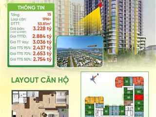 Bán căn hộ 1pn+ fours tower, view pháo hoa, giá niêm yết chủ đầu tư