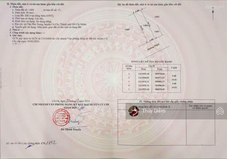 Chú 6 cần bán lô đất gần kcn tân phú trung  đ.hồ văn tắng. dt 100m2 full thổ, giá 1,5 tỷ, shr