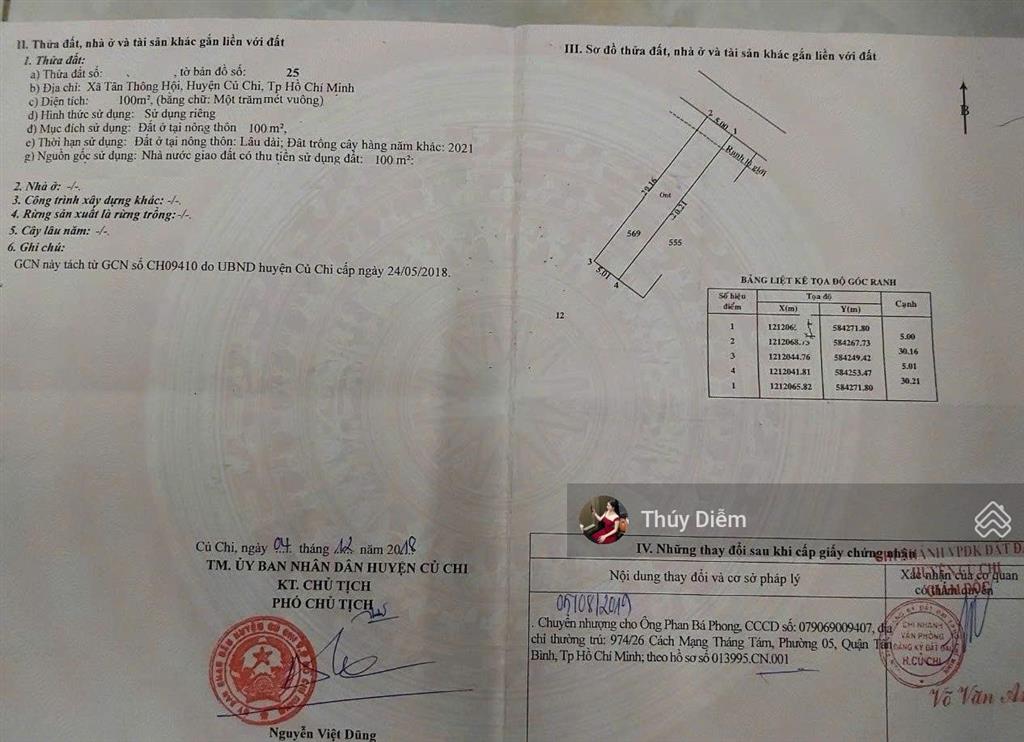 Bánh nhanh lô 1,3 tỷ có 100m2 full thổ cư đ.lê minh nhựt  tân thông hội, sổ riêng, dân cư sầm uất
