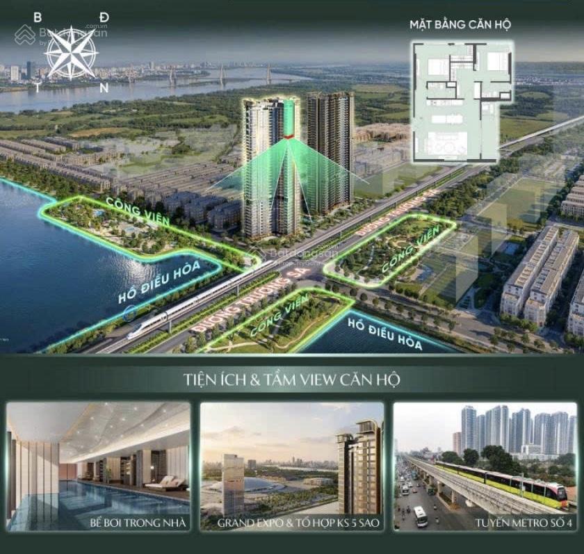 Bán căn hộ cao cấp ,2 ngủ sang trọng, gần cầu tứ liên,view hồ ,view trung tâm triển lãm