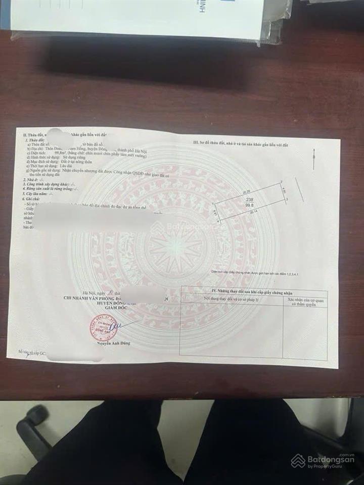 99,8m2 đất thôn đoài, nam hồng đông anh hà nội đất đẹp vuông như bánh trưng