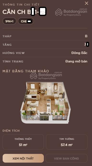 Bán căn 1pn+, tầng cao, view sông thoáng (bao check) | vlasta premier phú thuận