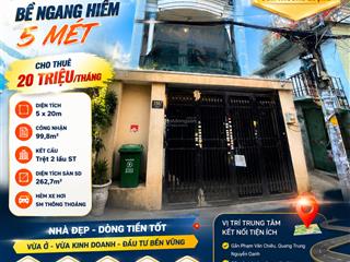 Hxh 6m sát mt trần bá giao p5, dương quảng hàm, 5x20m~100m2 3 tầng, đct 30tr chỉ 10,5 tỷ