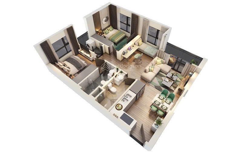 Hàng chủ đầu tư 2pn+, 2wc  căn góc  giá siêu tốt 3,359 tỷ, 70m2 tại the origami  nhà mới chưa sd