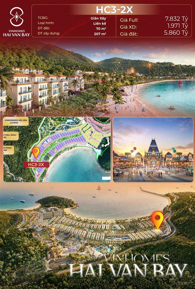 Nhà biệt thự vinhomes hải vân bay, 5,5 tỷ, 80m2  khu đảo ngọc