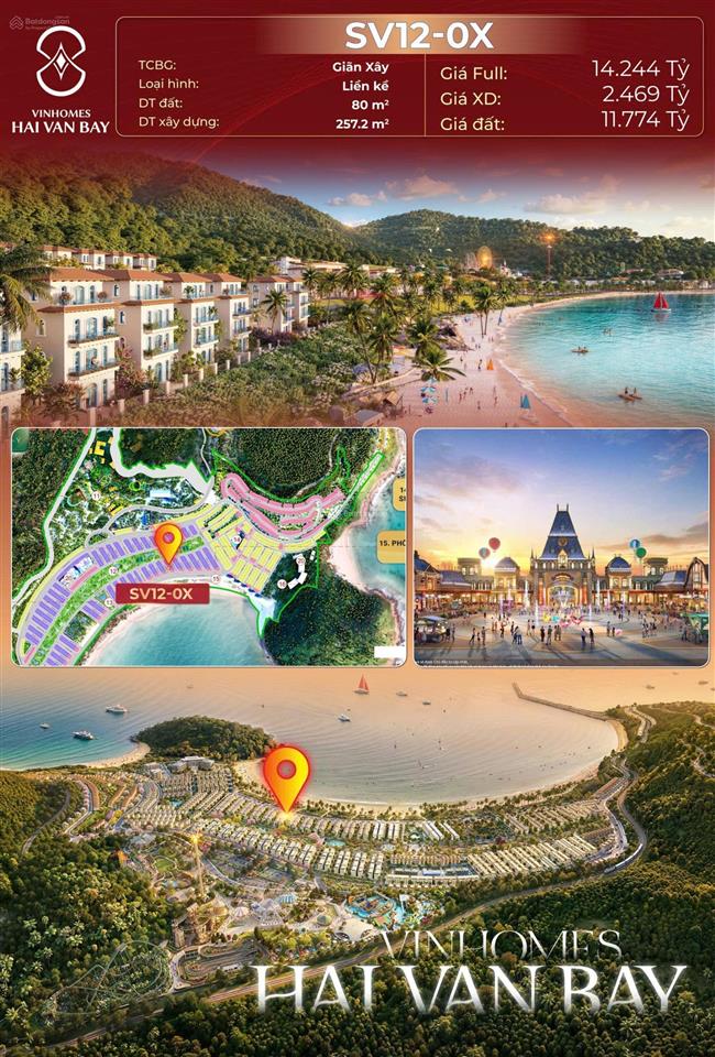 Nhà biệt thự vinhomes hải vân bay, 5,5 tỷ, 80m2  khu đảo ngọc