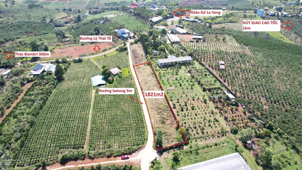 Đất mặt tiền lý thái tổ, cách điểm xuống cao tốc chỉ 1km, gần thác đambri, nhà thờ la vang, bát nhã