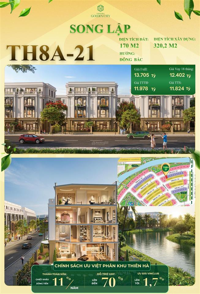 Bán song lập th8a  21 thiên hà 170m2 | đông bắc | giá 8,5 tỷ sau voucher