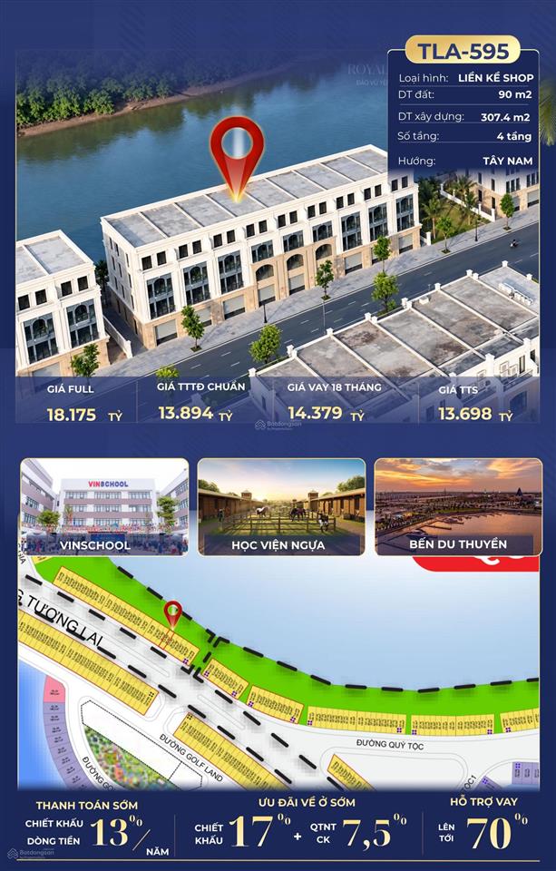 Bán liền kề shop mặt sông tla595 vũ yên, tặng ~100m2 sân vườn