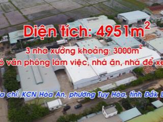 Hiếm có! cho thuê xưởng đẹp 4.951m tại ccn hòa an phú yên, có sẵn pccc đường container, chỉ 80tr/th