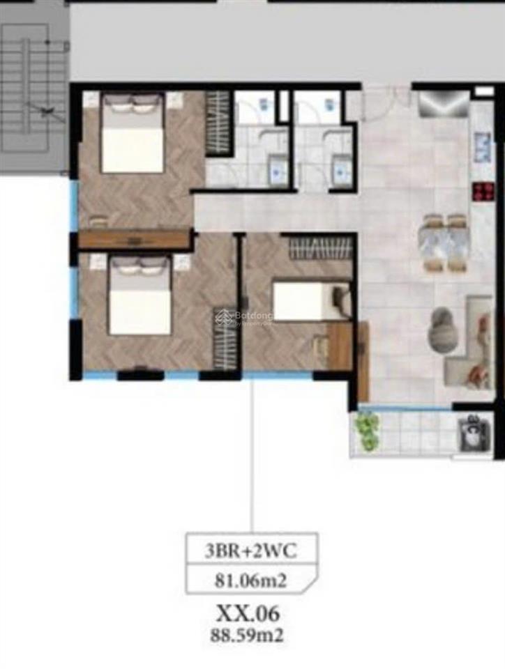 Cho thuê căn hộ 3pn  2wc park legend (251 hoàng văn thụ)  88.6m2  chỉ 20 tr/tháng