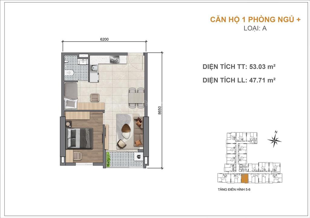 Bán căn 1pn legacy 66 q.5  cửa tây bắc, ban công đông nam siêu mát, tt 20% nhận nhà!